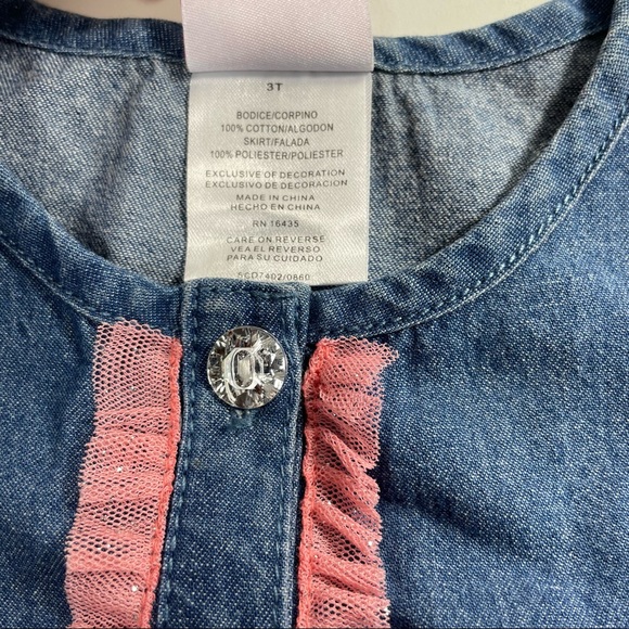 NWT Nannette chambray dress with multi layer glitter tulle Size 3T - Picture 3 of 7